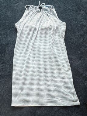 J. McLaughlin White Halter Midi Dress with Navy Micro Print
